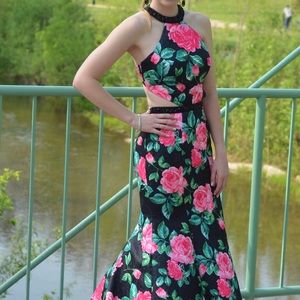 Floral patterned prom dress